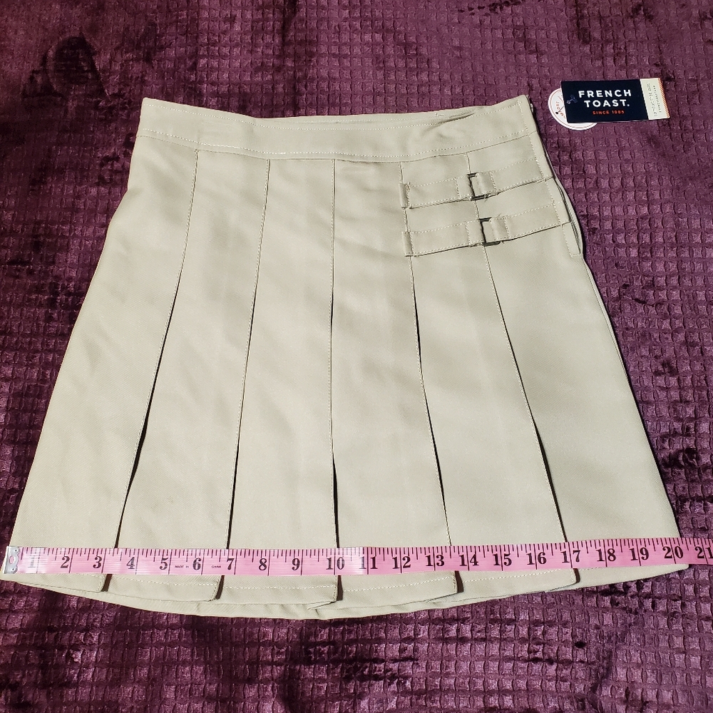 French Toast Girl's Khaki Uniform Pleated Scooter Skirt Adjustable Waist Size12 - Picture 6 of 8